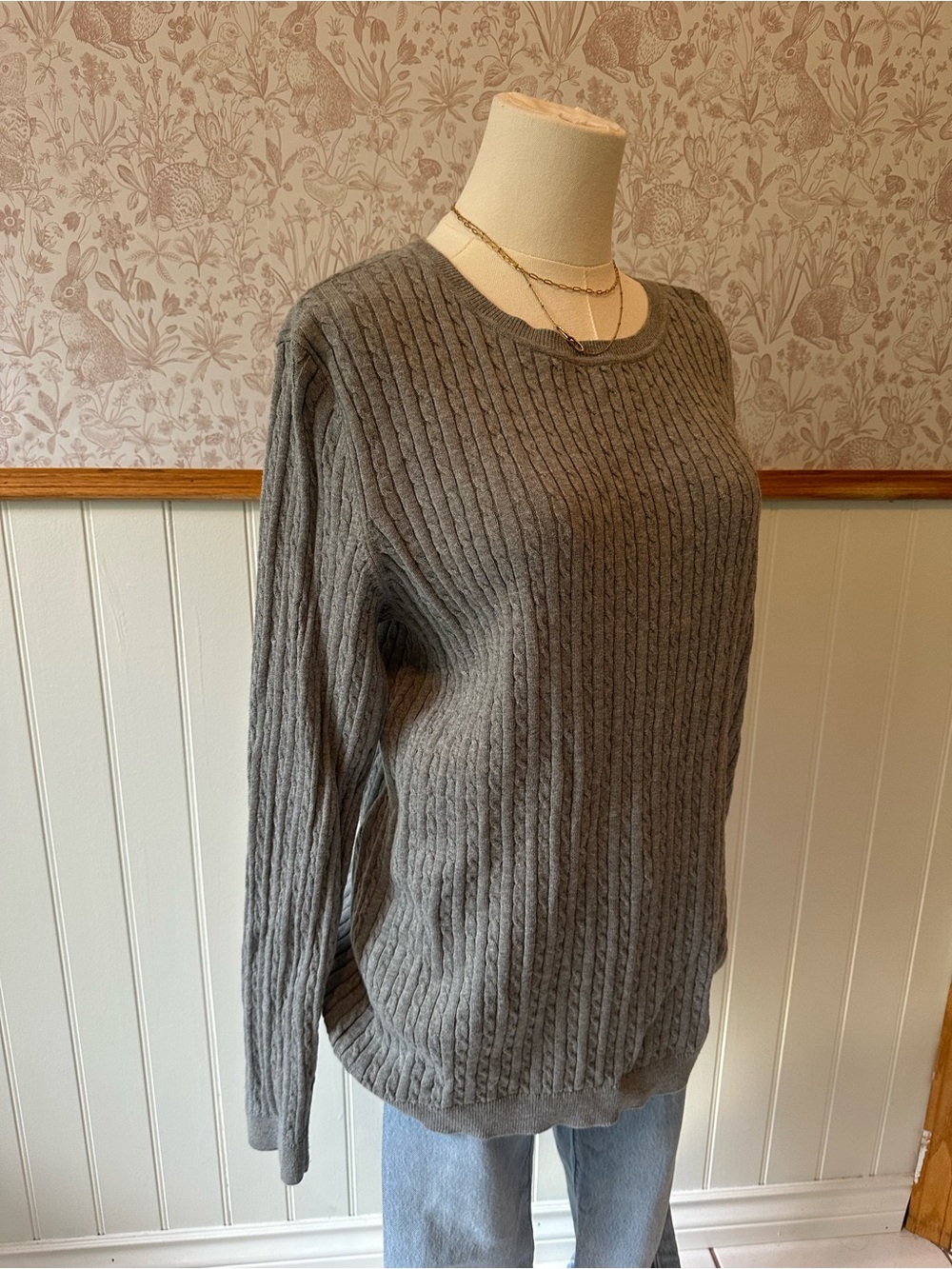 Tommy Hilfiger Gray Ribbed Crewneck Sweater - Picture 5 of 7